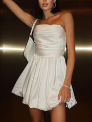 Inrosy robe courte trapèze bustier fluide dos nu sans manches femme mode décontracté bal de promo fete de cocktail de plage