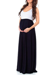 Inrosy longue robe de grossesse fluide col rond sans manches femme casual décontracté enceinte