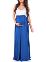 Inrosy longue robe de grossesse fluide col rond sans manches femme casual décontracté enceinte