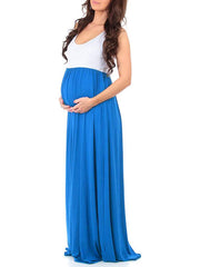 Inrosy longue robe de grossesse fluide col rond sans manches femme casual décontracté enceinte