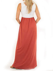 Inrosy longue robe de grossesse fluide col rond sans manches femme casual décontracté enceinte