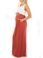 Inrosy longue robe de grossesse fluide col rond sans manches femme casual décontracté enceinte