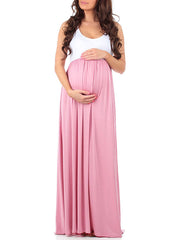 Inrosy longue robe de grossesse fluide col rond sans manches femme casual décontracté enceinte