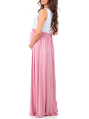 Inrosy longue robe de grossesse fluide col rond sans manches femme casual décontracté enceinte
