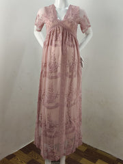 Inrosy robe de grossesse dentelle v-cou manches courtes femme élégant bohème enceinte shooting