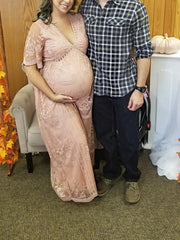 Inrosy robe de grossesse dentelle v-cou manches courtes femme élégant bohème enceinte shooting