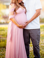 Inrosy robe de grossesse fendu le côté fluide v-cou sans manches femme élégant soirée bal de promo plage enceinte