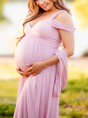 Inrosy robe de grossesse fendu le côté fluide v-cou sans manches femme élégant soirée bal de promo plage enceinte