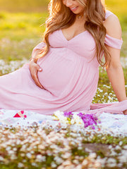 Inrosy robe de grossesse fendu le côté fluide v-cou sans manches femme élégant soirée bal de promo plage enceinte