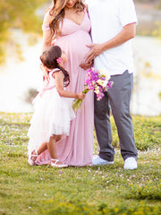 Inrosy robe de grossesse fendu le côté fluide v-cou sans manches femme élégant soirée bal de promo plage enceinte