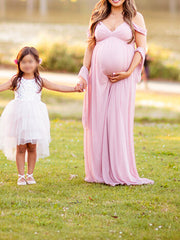 Inrosy robe de grossesse fendu le côté fluide v-cou sans manches femme élégant soirée bal de promo plage enceinte