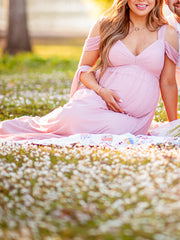 Inrosy robe de grossesse fendu le côté fluide v-cou sans manches femme élégant soirée bal de promo plage enceinte