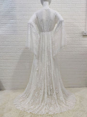 Inrosy robe de grossesse dentelle fendu le côté v-cou manches trompette manches longues femme élégant bohème bapteme enceinte