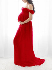 Inrosy robe de grossesse mousseline fendu fluide bustier col bateau femme élégant mode bapteme shooting enceinte