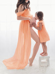 Inrosy robe de grossesse mousseline fendu fluide bustier col bateau femme élégant mode bapteme shooting enceinte