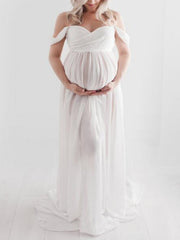 Inrosy robe de grossesse mousseline fendu fluide bustier femme élégant mode bapteme plage shooting enceinte