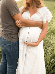 Inrosy robe de grossesse fendu fluide nœud décolleté dos v-cou manches courtes femme élégant bohème décontracté enceinte shooting