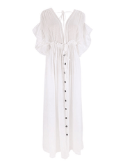 Inrosy robe de grossesse fendu fluide nœud décolleté dos v-cou manches courtes femme élégant bohème décontracté enceinte shooting