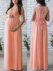 Inrosy robe de grossesse dentelle ceinture col rond sans manches femme élégant bohème de soirée enceinte shooting