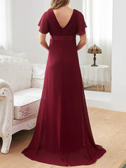 Inrosy robe de grossesse mousseline ceinture décolleté dos v-cou manches courtes femme élégant de soirée pour mariage