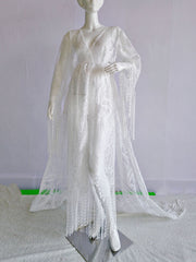 Inrosy robe de grossesse v-cou dentelle frange brodée manches longues femme élégant boho lâche décontracté photo shooting