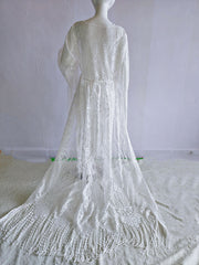 Inrosy robe de grossesse v-cou dentelle frange brodée manches longues femme élégant boho lâche décontracté photo shooting