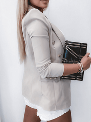 Inrosy blazer de bureau double boutonnage poches manches longues femme casual élégant mode veste