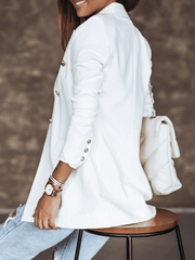 Inrosy blazer unicolore double boutonnage poches col revers manches longues femme style tailleur mode décontracté veste automne