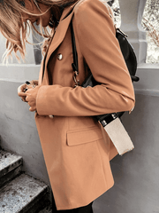 Inrosy blazer unicolore double boutonnage poches col revers manches longues femme style tailleur mode décontracté veste automne