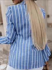 Inrosy blazer de bureau rayé boutons poches col revers manches longues femme style tailleur mode veste