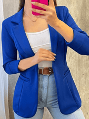 Inrosy blazer de bureau unicolore poches col revers manches longues femme style tailleur élégant mode veste