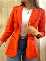 Inrosy blazer de bureau unicolore poches col revers manches longues femme style tailleur élégant mode veste