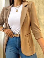 Inrosy blazer de bureau unicolore poches col revers manches longues femme style tailleur élégant mode veste
