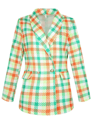 Inrosy blazer carreaux boutons poches manches longues femme élégant mode décontracté veste tartan femme