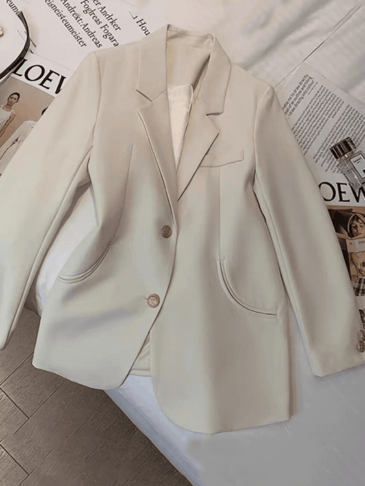 Inrosy blazer de bureau unicolore boutonnage poches manches longues femme style tailleur élégant oversized veste automne