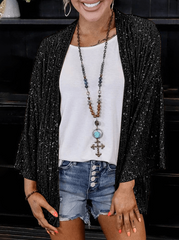 Inrosy blazer veste en brillante paillette manches longues femme mode ample oversized décontracté