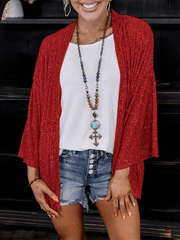 Inrosy blazer veste en brillante paillette manches longues femme mode ample oversized décontracté