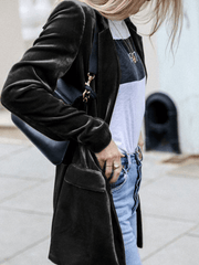 Inrosy blazer velours boutons poches manches longues femme élégant mode veste