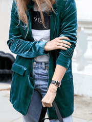 Inrosy blazer velours boutons poches manches longues femme élégant mode veste