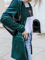 Inrosy blazer velours boutons poches manches longues femme élégant mode veste