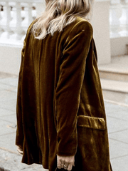 Inrosy blazer velours boutons poches manches longues femme élégant mode veste