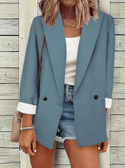 Inrosy blazer unicolore boutons poches manches longues femme élégant mode décontracté veste