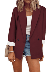 Inrosy blazer unicolore boutons poches manches longues femme élégant mode décontracté veste