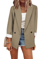 Inrosy blazer unicolore boutons poches manches longues femme élégant mode décontracté veste