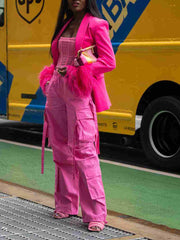 Inrosy blazer boutons poches col revers plume manches longues femme élégant simple mode décontracté veste