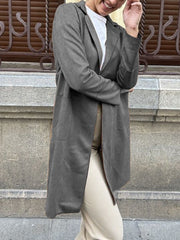 Inrosy mi-longue blazer suedine poches col revers manches longues femme casual élégant décontracté veste manteau