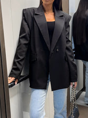 Inrosy blazer de bureau boutons poches manches longues femme casual ample oversized décontracté veste