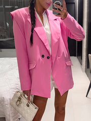 Inrosy blazer de bureau boutons poches manches longues femme casual ample oversized décontracté veste