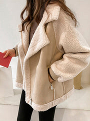 Inrosy blouson style aviateur femme suédine teddy oversized hiver vestes