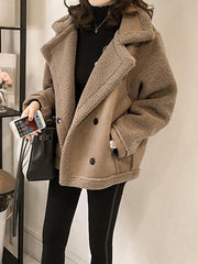 Inrosy manteau aviateur peau de mouton chic hiver femme perfecto veste